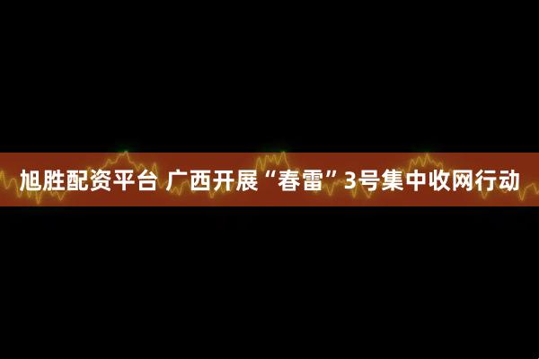 旭胜配资平台 广西开展“春雷”3号集中收网行动
